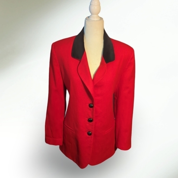 Bloomingdales classic Red wool riding coat equestrian style long blazer sz 8 - Picture 11 of 11